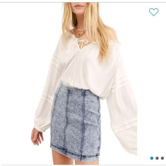 NWT Free People Femme Acid Wash Denim Skirt - Picture 1 of 4